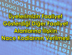 Üyelerimizin Faaliyet Gösterdiği Diğer Faaliyet Alanlarına İlişkin Nace Kodlarının Verilmesi